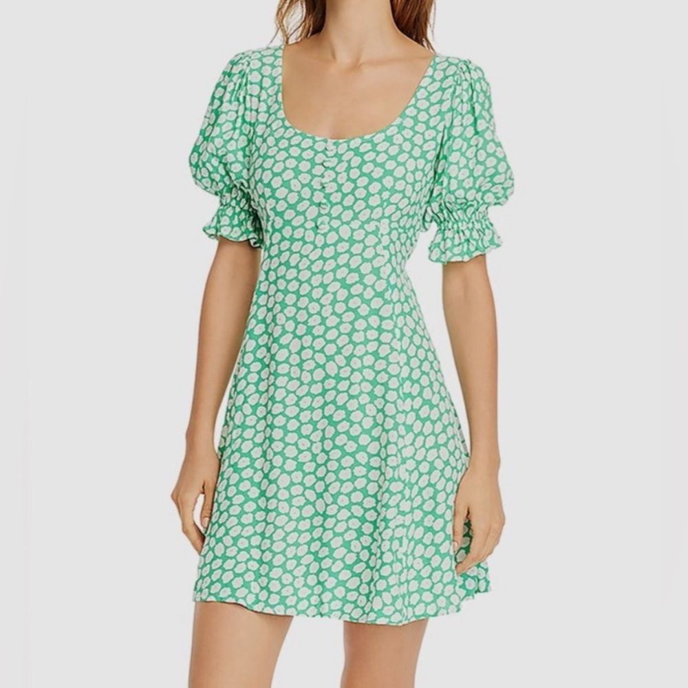 Faithfull the Brand La Barben Mini Dress Cora Floral
green Sz M babydoll rayon - Picture 11 of 13
